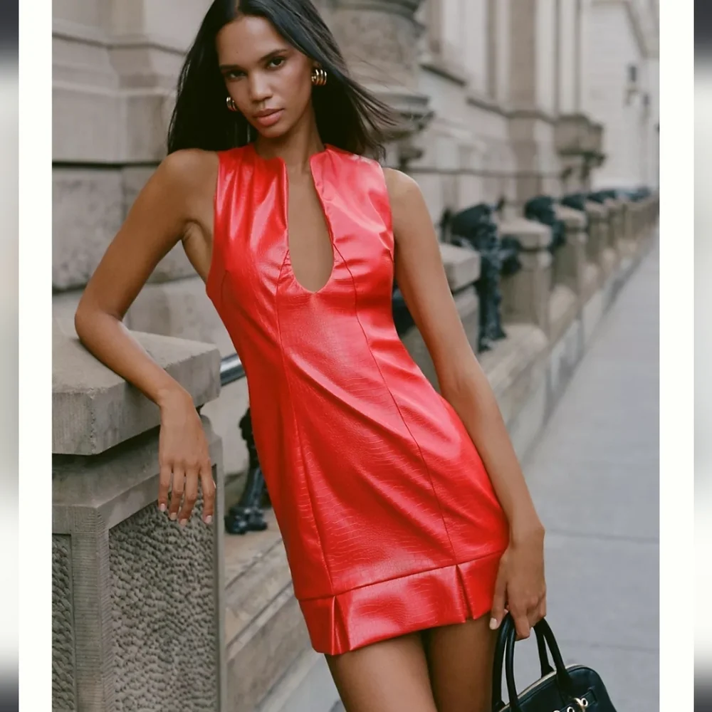 Siempre x Anthropologie Sleeveless Faux Leather Mini Dress - Picture 1 of 9